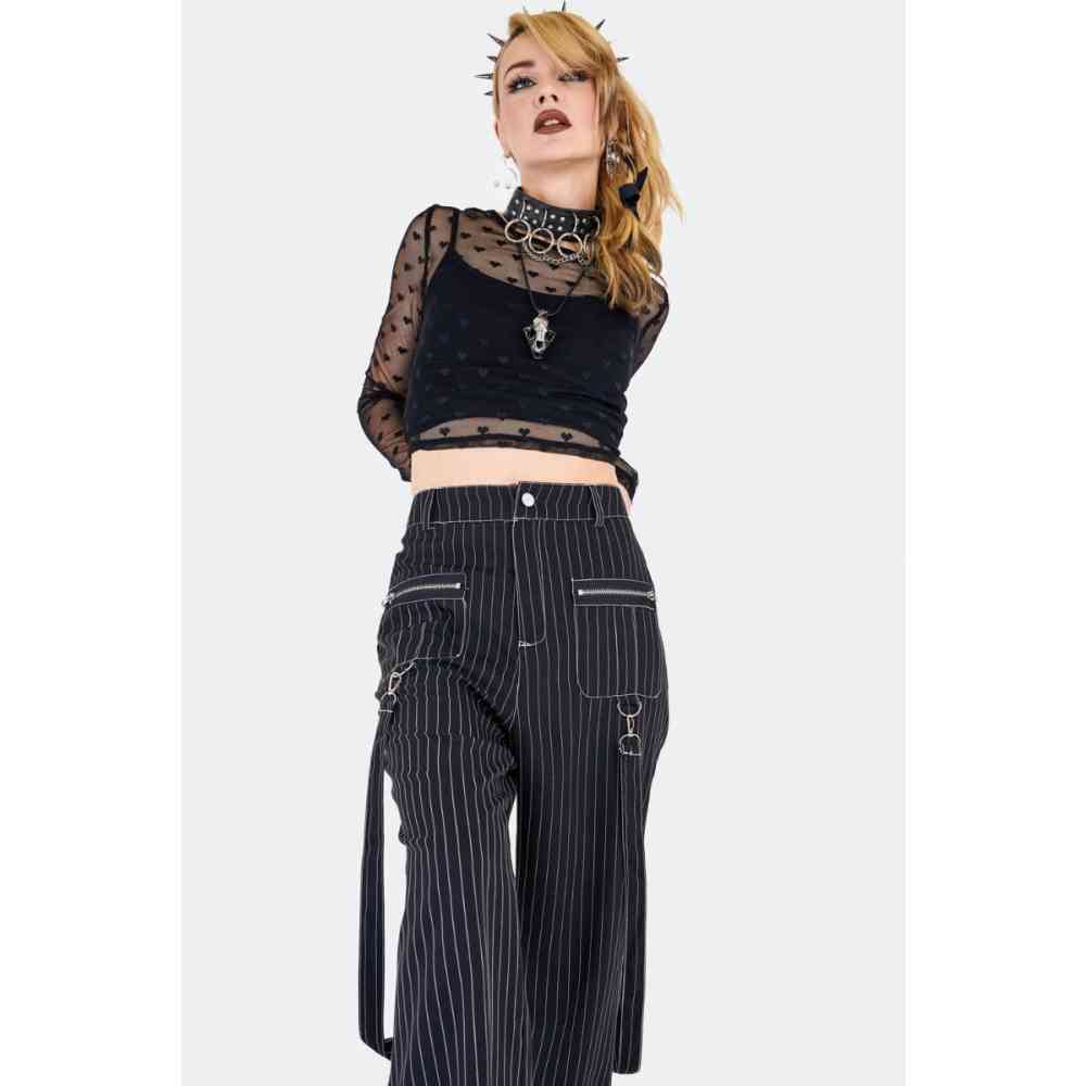 Jawbreaker - Black Pinstripe Wijde broek - Zwart